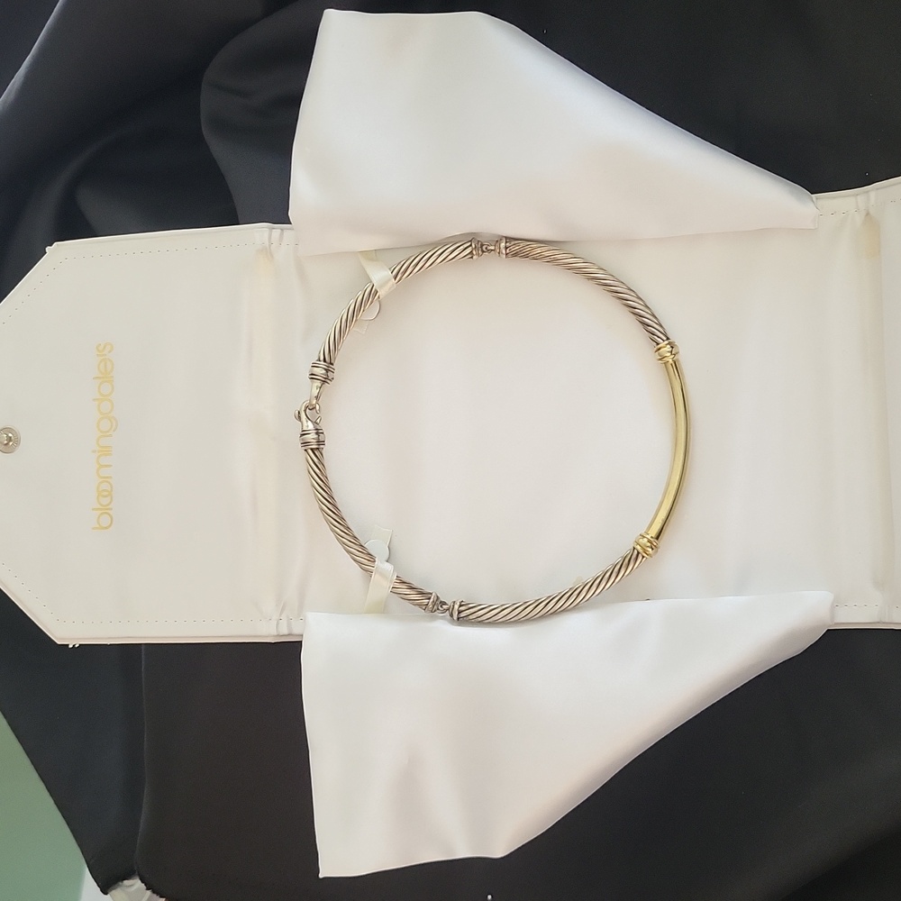 David Yurman Metro Cable Hinged Choker Necklace, Sterling and 14K Gold - Picture 7 of 7